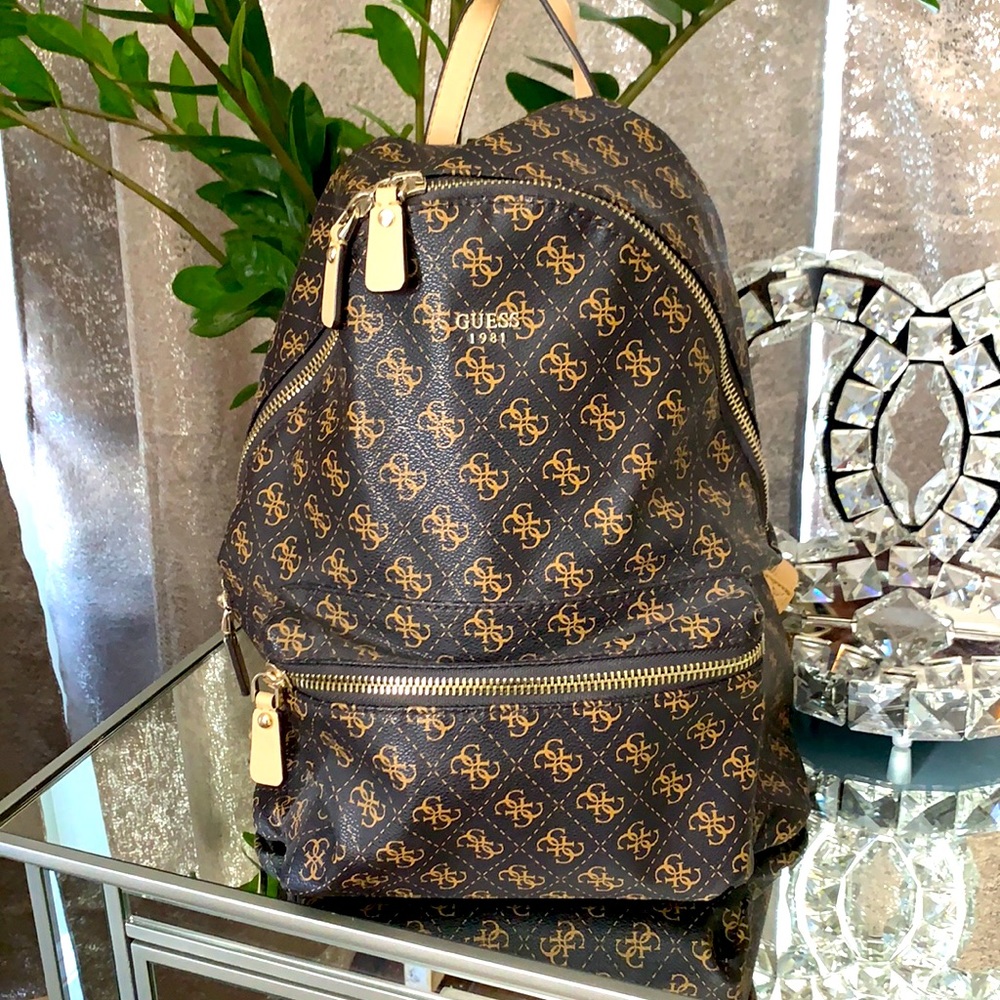 Guess Logo Rylan Backpack Brown/Gold